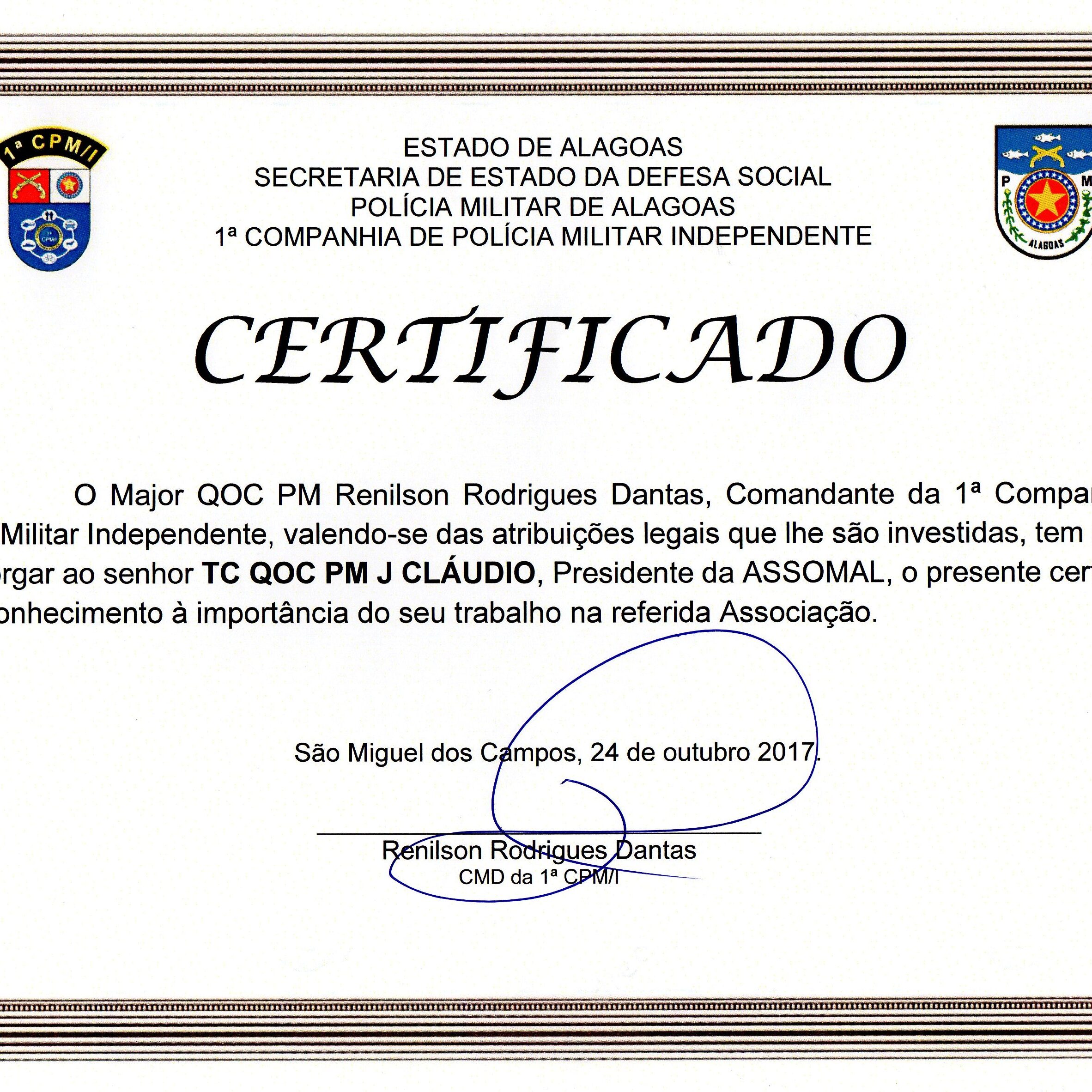 Certificados de Menção Honrosa e de Reconhecimento ao Mérito